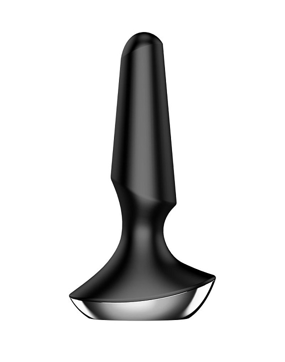 Черная анальная пробка с вибрацией Satisfyer Plug-ilicious 2 - 14 см. - силикон