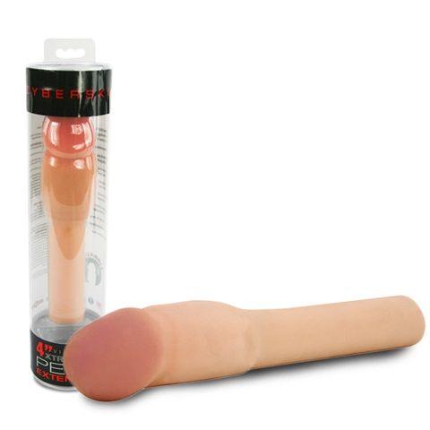 Насадка-удлинитель с вибрацией CyberSkin 4 inch Xtra Thick Vibrating Transformer Penis Extension Light - 21,6 см. - CyberSkin