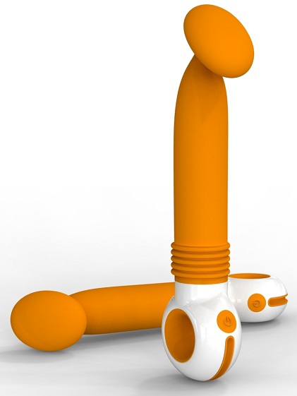 Оранжевый вибромассажер с головкой-яйцом для стимуляции точки G - пластик, силикон