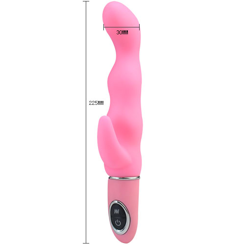 Розовый вибромассажер со стимуляцией клитора и точки G - 22,5 см. - термопластичная резина (TPR)