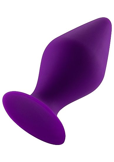 Фиолетовая малая анальная пробка Butt Plug with Suction Cup Small - силикон