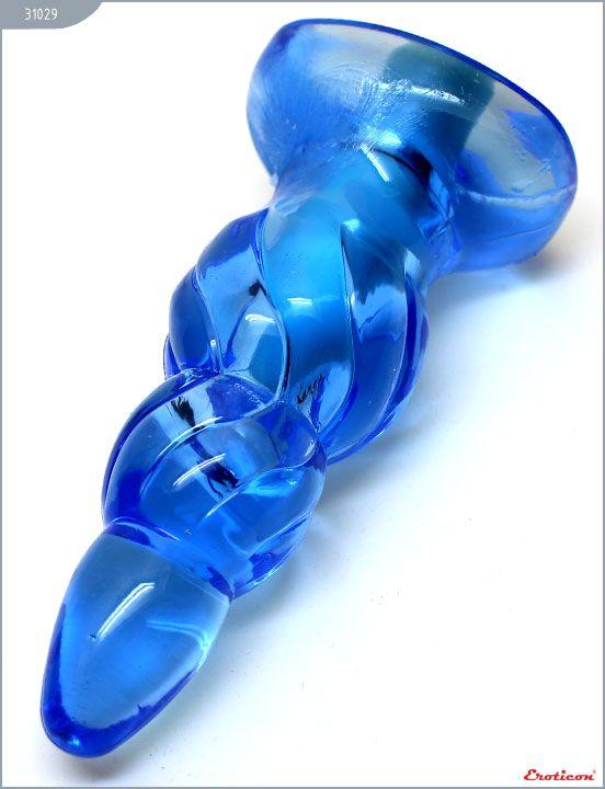Голубая анальная вибропробка - 9 см. Eroticon