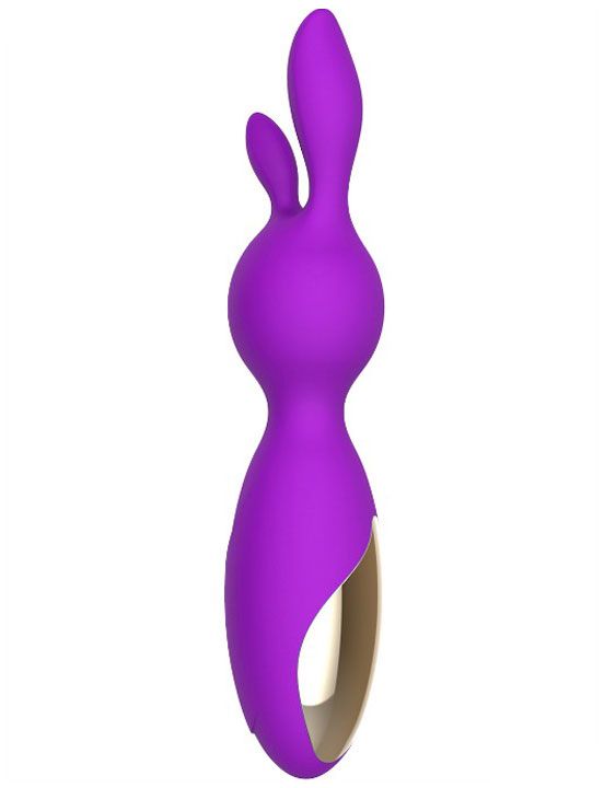 Фиолетовый мини-вибратор Emily с ушками - 16 см. от Intimcat