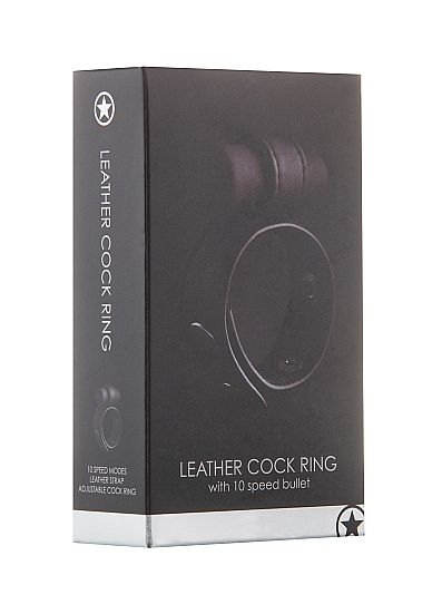 Утяжка на пенис с виброэлементом Leather Cock Ring - натуральная кожа
