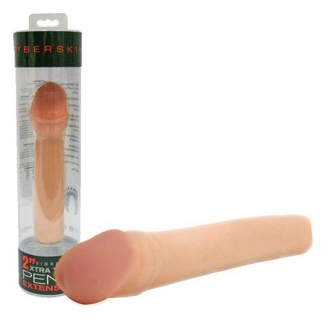 Вибронасадка-удлиннитель CyberSkin 2 inch Xtra Thick Vibrating Transformer Penis Extension Light - 20 см. - CyberSkin