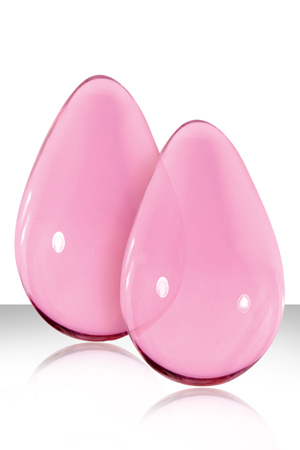 Большие розовые стеклянные вагинальные шарики CRYSTAL KEGEL EGGS - стекло