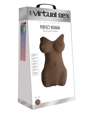 Полуторс мулатки с вибрацией и функцией нагрева CyberSkin Virtual Sex Ultra Perfect Woman Realistic Erotic Plaything Dark - CyberSkin