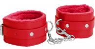 Красные наручники Plush Leather Hand Cuffs