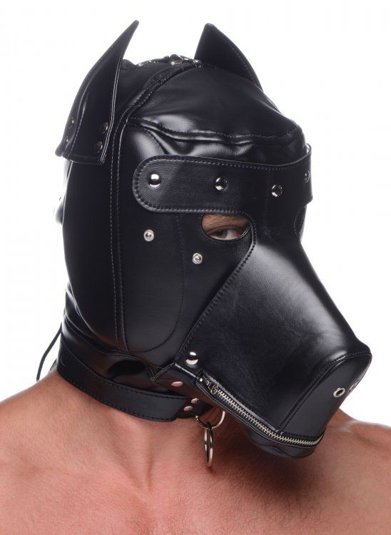 Шлем-трансформер Muzzled Universal BDSM Hood with Removable Muzzle - полиуретан
