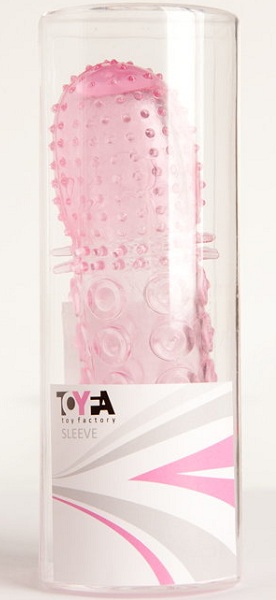 Гелевая розовая насадка с рельефом - 13,5 см. - поливинилхлорид (ПВХ, PVC)