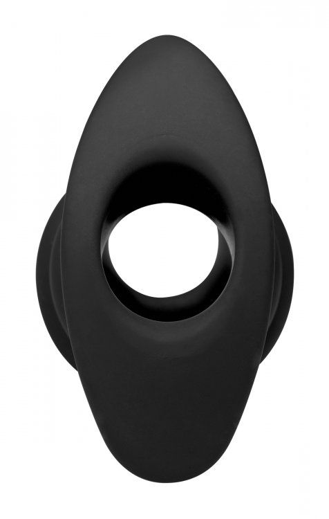 Большая черная анальная пробка Hive Ass Tunnel Silicone Ribbed Hollow Anal Plug Large - 9,65 см. XR Brands