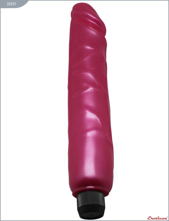 Розовый вибратор с перламутровым блеском - 25,5 см. - Термопластичная резина (TPR)