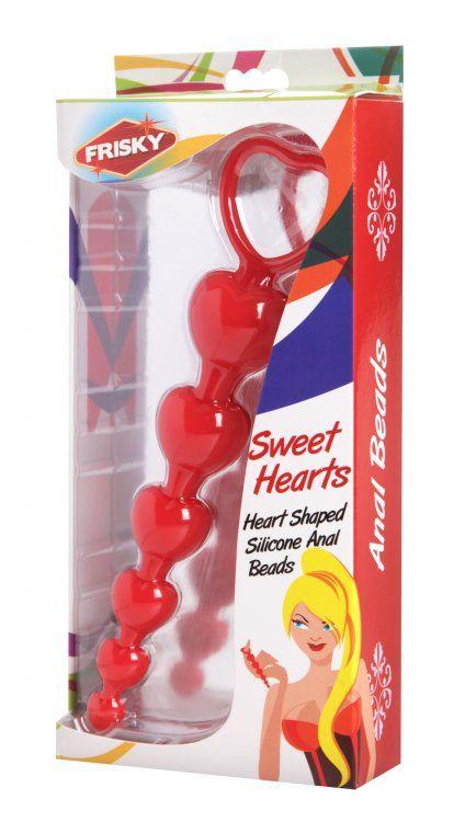 Красные анальные бусы Sweet Heart Silicone Anal Beads - 18,4 см. - силикон