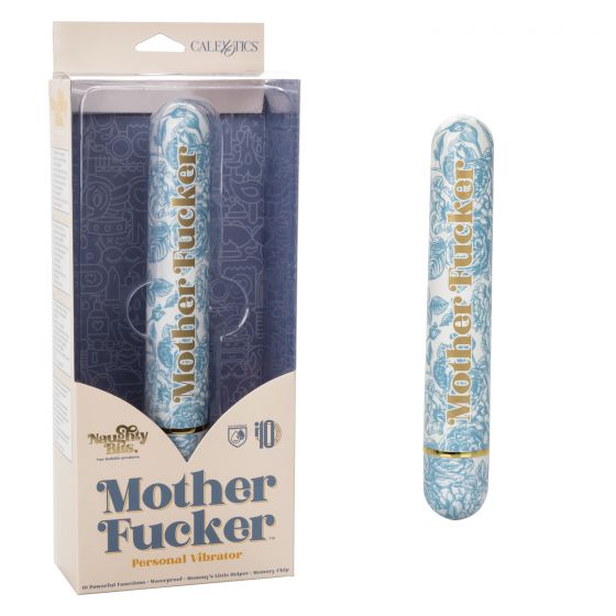 Голубой классический вибратор Naughty Bits Mother Fucker Personal Vibrator - 18 см. - анодированный пластик (ABS)