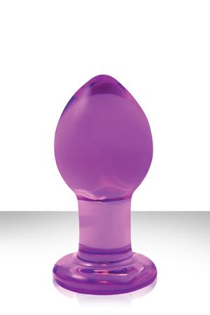 Фиолетовая стеклянная анальная пробка Crystal Medium - 7,6 см. - стекло