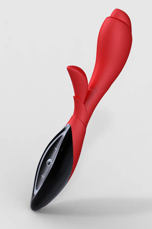 Красный с черным вибратор хай-тек ZINI ZOOK - силикон