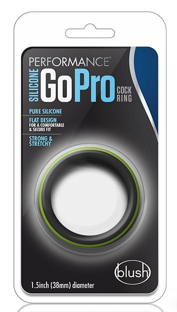 Черно-зеленое эрекционное кольцо Silicone Go Pro Cock Ring от Intimcat