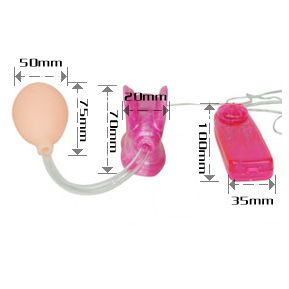 Стимулятор клитора с вакуумной помпой  Бабочка - термопластичная резина (TPR)