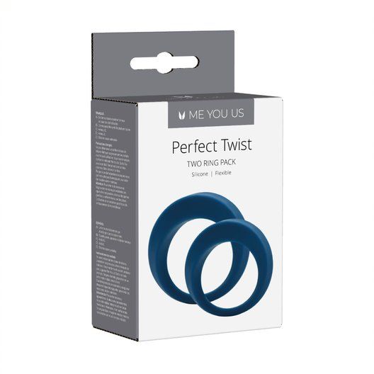 Набор из 2 синих эрекционных колец Perfect Twist Cock Ring Set - силикон