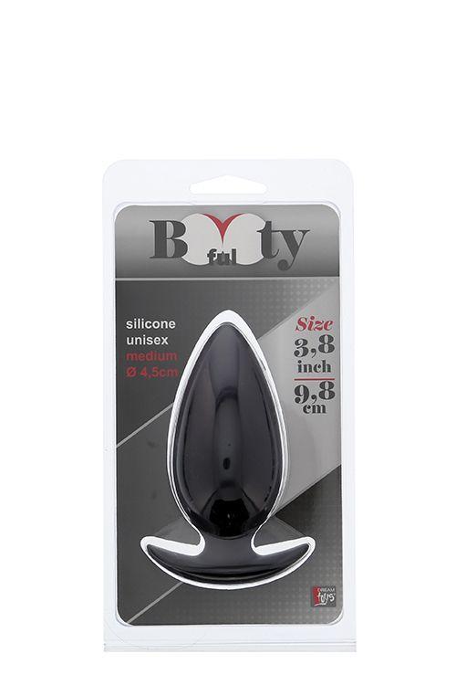 Чёрная анальная пробка BOOTYFUL ANAL PLUG MEDIUM BLACK - 9,8 см. - силикон