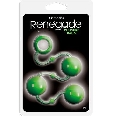 Зеленые анальные шарики Renegade Pleasure Balls - термопластичная резина (TPR)