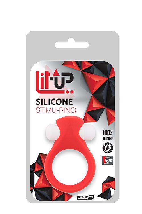 Красное эрекционное кольцо LIT-UP SILICONE STIMU RING 2 - силикон