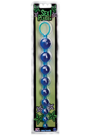 Голубая анальная цепочка Sex Please! Sexy Beads Blue - 27,9 см. - поливинилхлорид (ПВХ, PVC)
