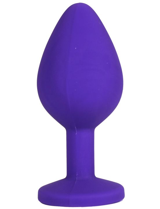 Фиолетовая анальная пробка с радужным кристаллом - 8 см. от Intimcat
