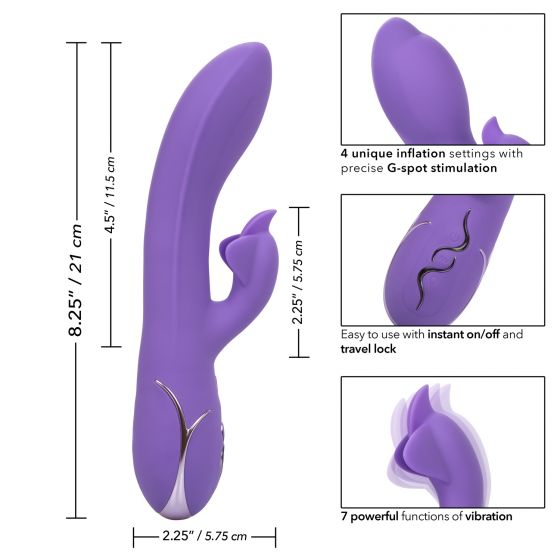 Фиолетовый вибромассажер Inflatable G-Flutter с функцией расширения - 21 см. California Exotic Novelties