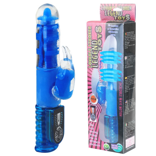 Синий хай-тек вибромассажёр Love Stroker Blue - 24,5 см.