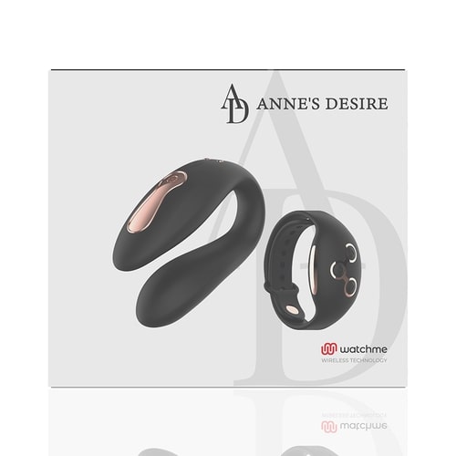 Черно-золотой вибратор для пар с пультом-часами Anne s Desire Dual Pleasure Vibe - силикон