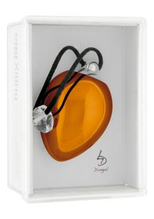 Оранжевое виброяичко с кристаллом Swarovski EggXitting, 3.8 см - металл, натуральная кожа