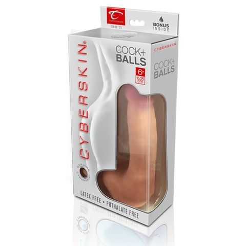 Реалистичный фаллоимитатор CyberSkin Cyber Cock with Balls Light - 20 см. - CyberSkin