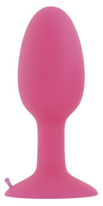 Розовая пробка POPO Pleasure со встроенным вовнутрь стальным шариком - 10,5 см. - силикон