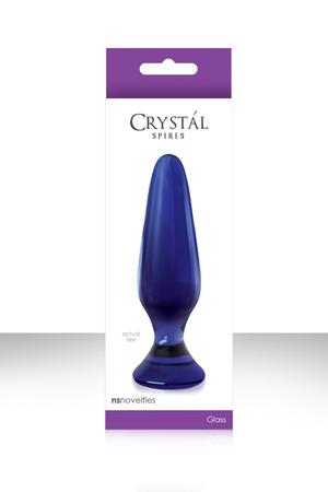 Стеклянная синяя анальная пробка Crystal - Spires