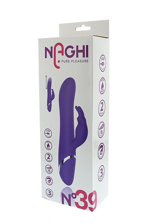 Фиолетовый вибратор-кролик с пуш-эффектом NAGHI NO.39 RECHARGEABLE THRUSTER VIBE - 15 см. Tonga
