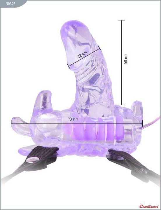 Фиолетовый клиторальный стимулятор-бабочка с 7 режимами вибрации Eroticon
