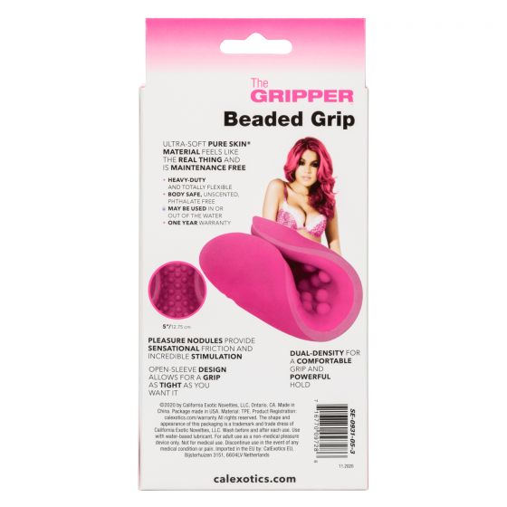 Розовый рельефный мастурбатор Beaded Grip от Intimcat