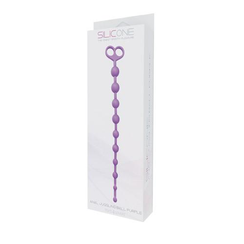 Фиолетовая анальная цепочка с 10 звеньями ANAL JUGGLING BALL SILICONE - 33,6 см. - силикон