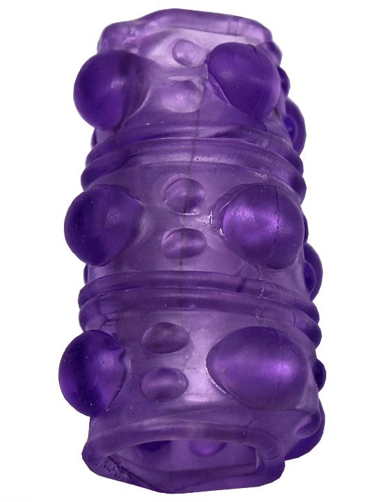 Фиолетовая сквозная насадка на фаллос с пупырышками - 5,5 см. от Intimcat