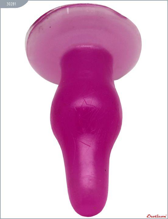 Розовая анальная пробка с ограничительным основанием - 11,5 см. - гель