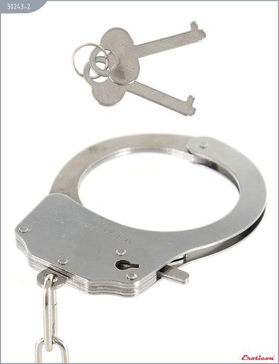 Металлические наручники с фиолетовым мехом - металл, мех