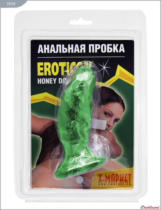 Зелёная анальная пробка-фаллос - 13 см. Eroticon