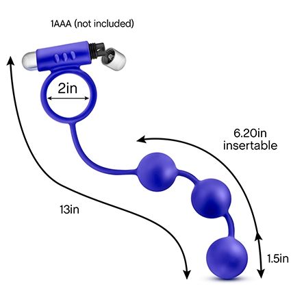 Синее эрекционное кольцо с анальным стимулятором Penetrator от Intimcat
