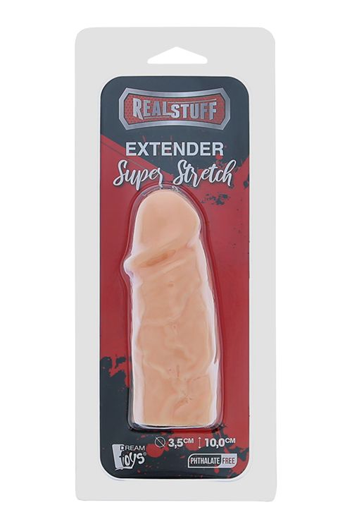 Телесная реалистичная насадка на пенис SUPER STRETCH EXTENDER 4INCH - 10 см. от Intimcat