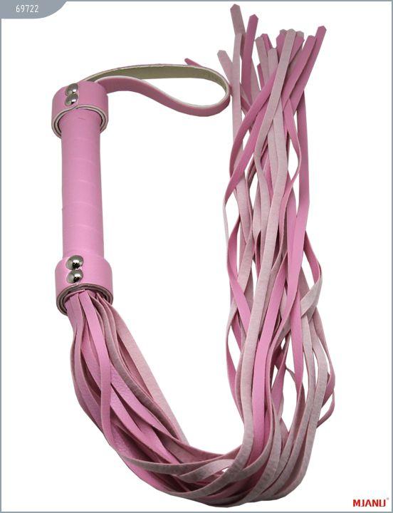 Розовый кожаный флогер с 21 хвостом - 56 см. от Intimcat