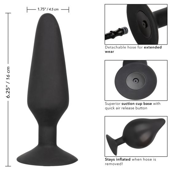 Черная расширяющаяся анальная пробка XL Silicone Inflatable Plug - 16 см. от Intimcat