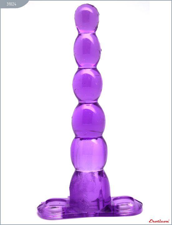 Фиолетовый анальный конус из 5 шариков - 16 см. - поливинилхлорид (ПВХ, PVC)