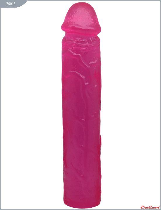 Ярко-розовый гелевый фаллоимитатор - 24 см. - гель