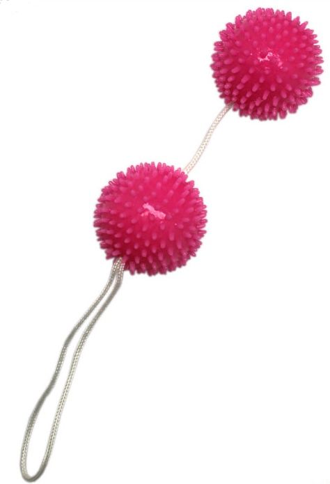 Розовые вагинальные шарики с шипами на шнурке Eroticon